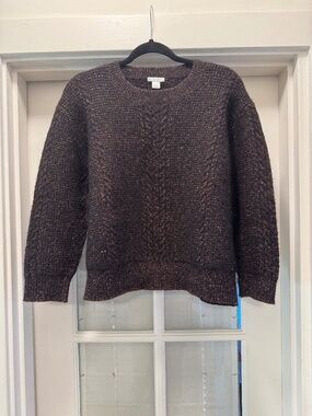 Lewit Donegal Cable Knit Sweater Brown Tweed Size 1